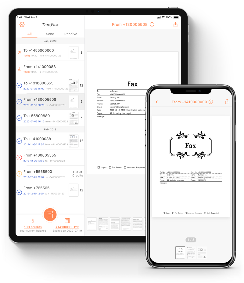 fax app receive fax and track status